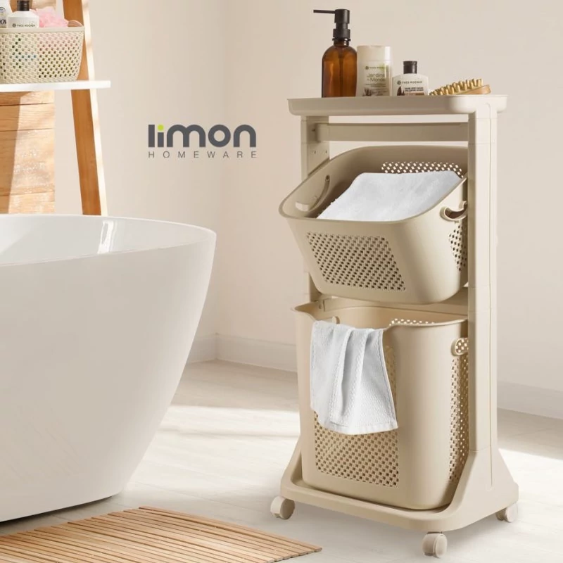 سبد رخت دو طبقه لیمون طرح بافت