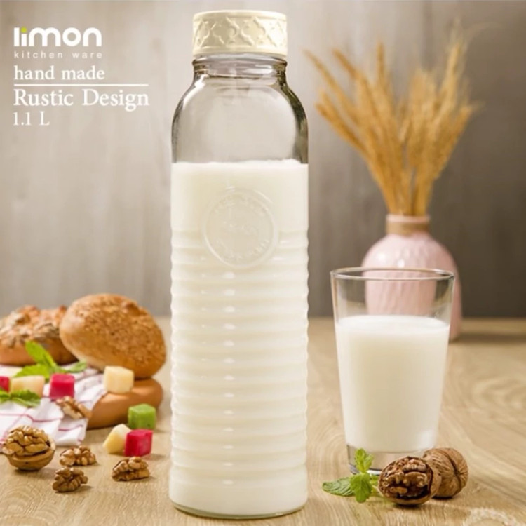 بطری آب روستیک گرد بلند لیمون